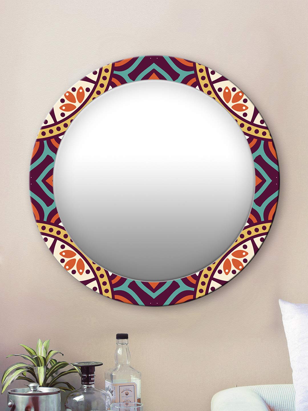Buy 999Store Printed Colorful Abstract Pattern Round Mirror (MDF_24X24
