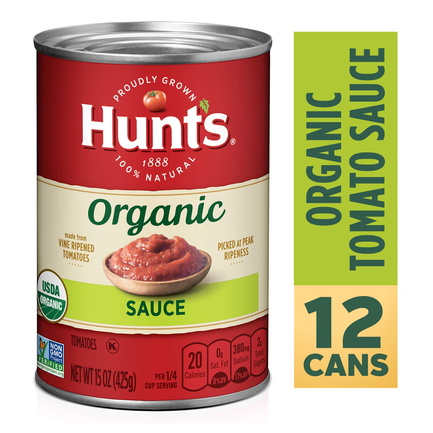 Hunt's Organic Tomato Sauce, Keto Friendly, 15 oz, 12 Pack