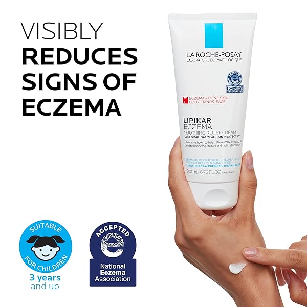 LA ROCHE-POSAY LIPIKAR SOOTHING RELIEF ECZEMA CREAM, FACE AND BODY LOTION FOR ECZEMA AND SENSITIVE, DRY SKIN, MOISTURIZER WITH COLLOIDAL OATMEAL TO RELIEVE IRRITATION
