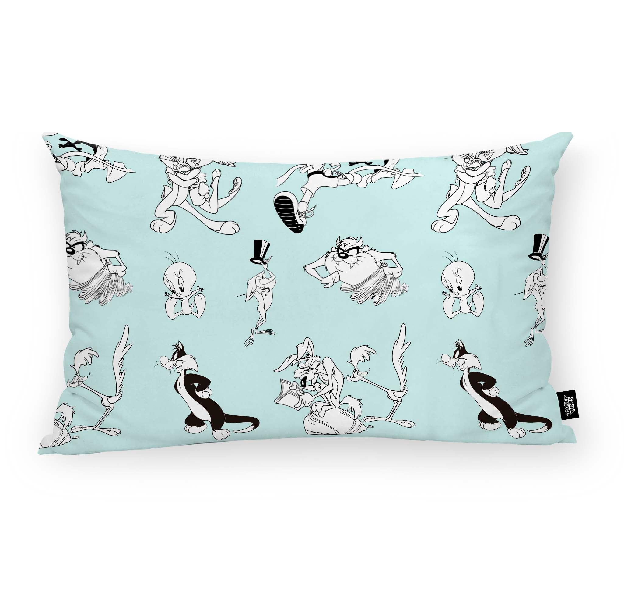 BELUM | Cushion Cover 100% Cotton 30x50 cm Model Looney B&W C | Cushion Cover Looney Tunes | Cushion Cover Half Panama Fabric 100% Organic Cotton