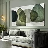 Framed Wall Art for Living Room Green and Black Abstract Canvas Wall Decor Block Art Posters Neutral Wall Prints for Dining Room Office Kitchen 24"x 48"