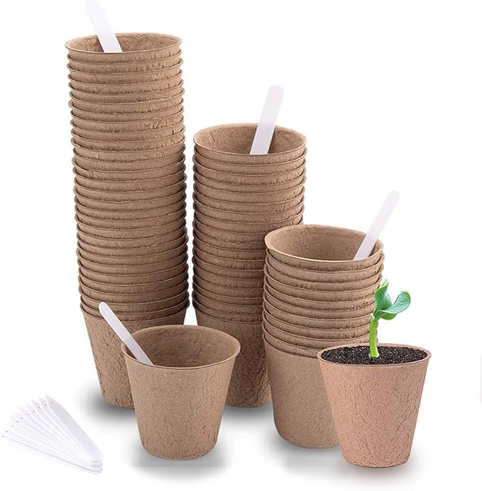 Round Peat Pots, 60 Pcs 3 inch Biodegradable Seedlings