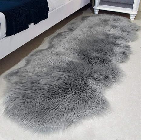 YIHAIC Faux Lammfell Schaffell Teppich, Kunstfell in Super weich Lammfellimitat Teppich Longhair Fell Optik Nachahmung Wolle 