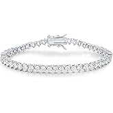 Gemsme 18K White/Yellow Gold Plated 4.0mm Cubic Zirconia Classic Tennis Bracelet 6-9 Inches