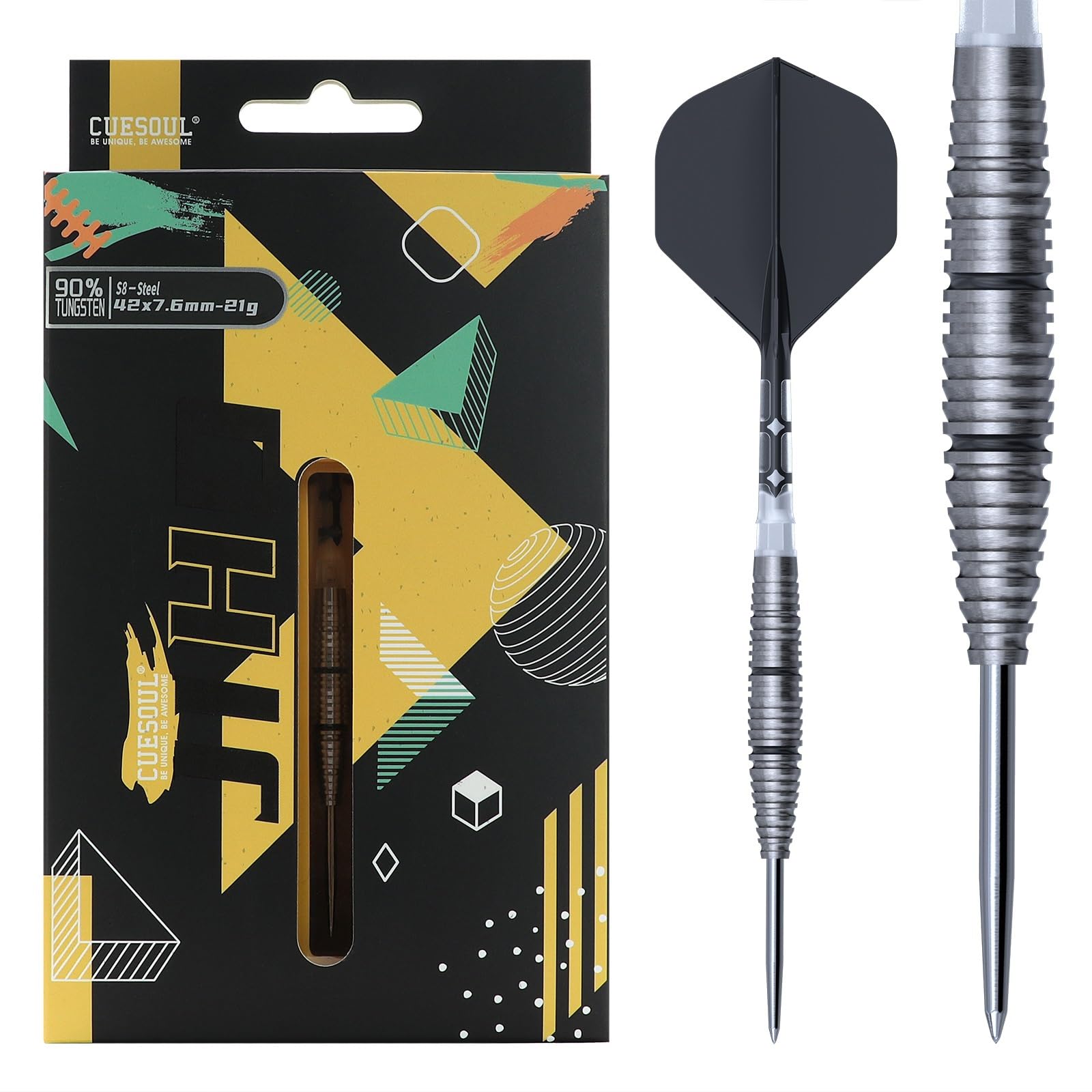 CUESOUL JIHO S8 21g Steel Tip 90% Tungsten Dart Set with Unifying ROST T19 Flight