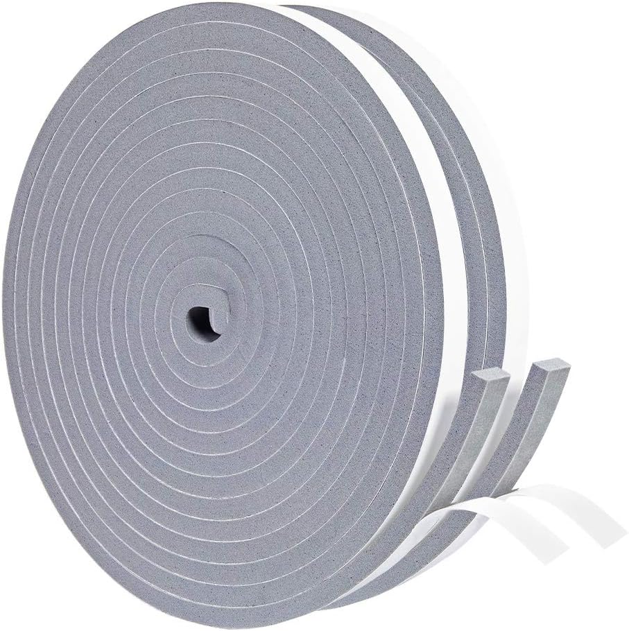Yotache Gray Foam Weather Stripping Tape 2 Rolls 3/8 Inch Wide X 1/4