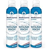 MediCleanse First Aid Sterile Saline Wound Wash, Promotes Healing, No Stinging or Burning, 7.4 oz (Pack of 3) - Made in USA