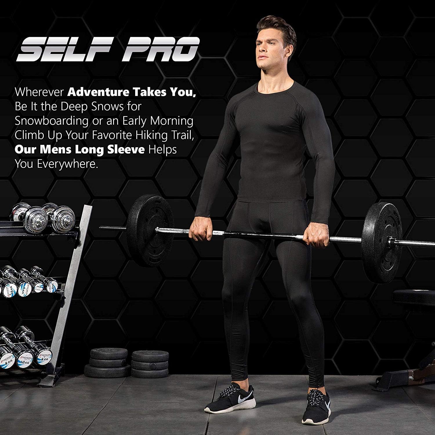 Self Pro Men Thermal Compression Athletic Sports Ultra Soft Fleece Lined Long Sleeve Cold Weather Winter Warm Base Layer Top at  Men’s Clothing store