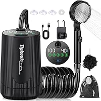 Tipkook Portable Shower for Camping, [10000mAh] 5 Adujustable Speeds, 4 Spray Modes, IPX8 Waterproof Rechargeable Camping Sho