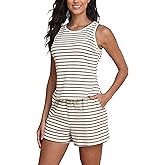 COCOMARTS Womens 2 Piece Sets Striped Sleeveless Tank Tops Matching Shorts Casual Loungewear Pajama Sets Fashion Outfits 2025