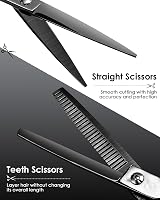 Lictin Hair Cutting Scissors 6.0 Inch Thinning Set Case Black Comb Clip view 2