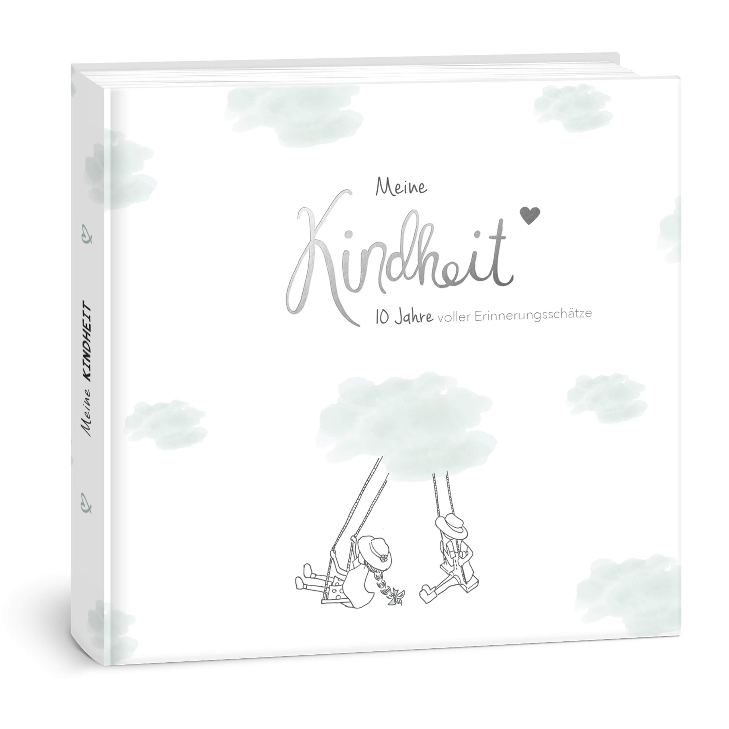 mintkind® "Meine Kindheit" Memory Album Swing Design I Your First 10 Years I Photo Album Children Gifts for Birth Baby Book to Enter Diary Children Album Memory Book Gift