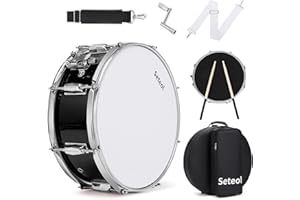 Seteol Snare Drum Kit, 14" x 5.5" Marching Snare Drum + Storage Padded Bag + Silent Mute Pad + Pair Of 5A Drumsticks + Drums 