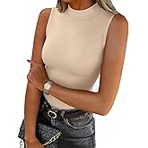 Zeagoo Womens Sleeveless Mock Turtleneck Tank Tops Slim Fit Stretch Ribbed Tops Casual Basic Layering Shirts 2026