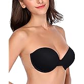 HANSCA Backless Strapless Push Up Bra for Women Thick Padded Sticky Underwired Bras Self Adhesive