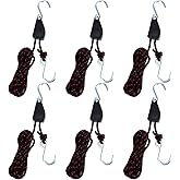 6 Pack Kayak Rope Tie Downs Ratchet Straps, 1/4" x 11.8ft Kayak-Ratchet-Ties Downs Canoe Bow and Stern Ties Down Straps, Heavy Duty Adjustable Rope Clip Tie Down Kayak and Canoe Accessories