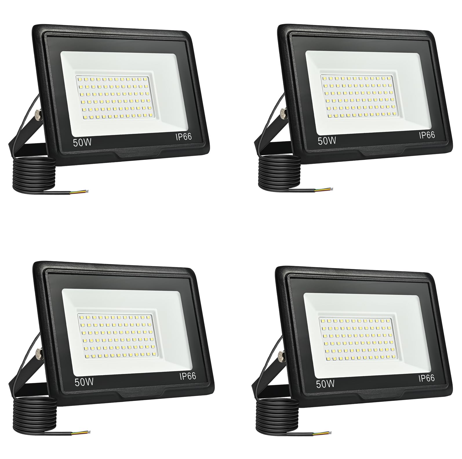 toobettp Outdoor LED Spotlight 50W, 5000LM Outdoor LED Spotlights 6000K Cool White Waterproof IP66 Outdoor Floodlights for Garage, Garden, Patio, Park, 4 Pcs