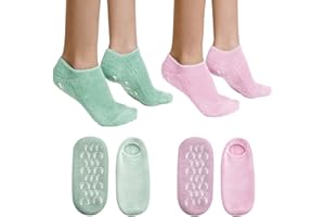 HATINXIA Moisturizing Socks, 2 Pairs Silicone Gel Socks for Cracked Heels & Dry Feet for Women, Soft Feet Moisturizer Spa & L