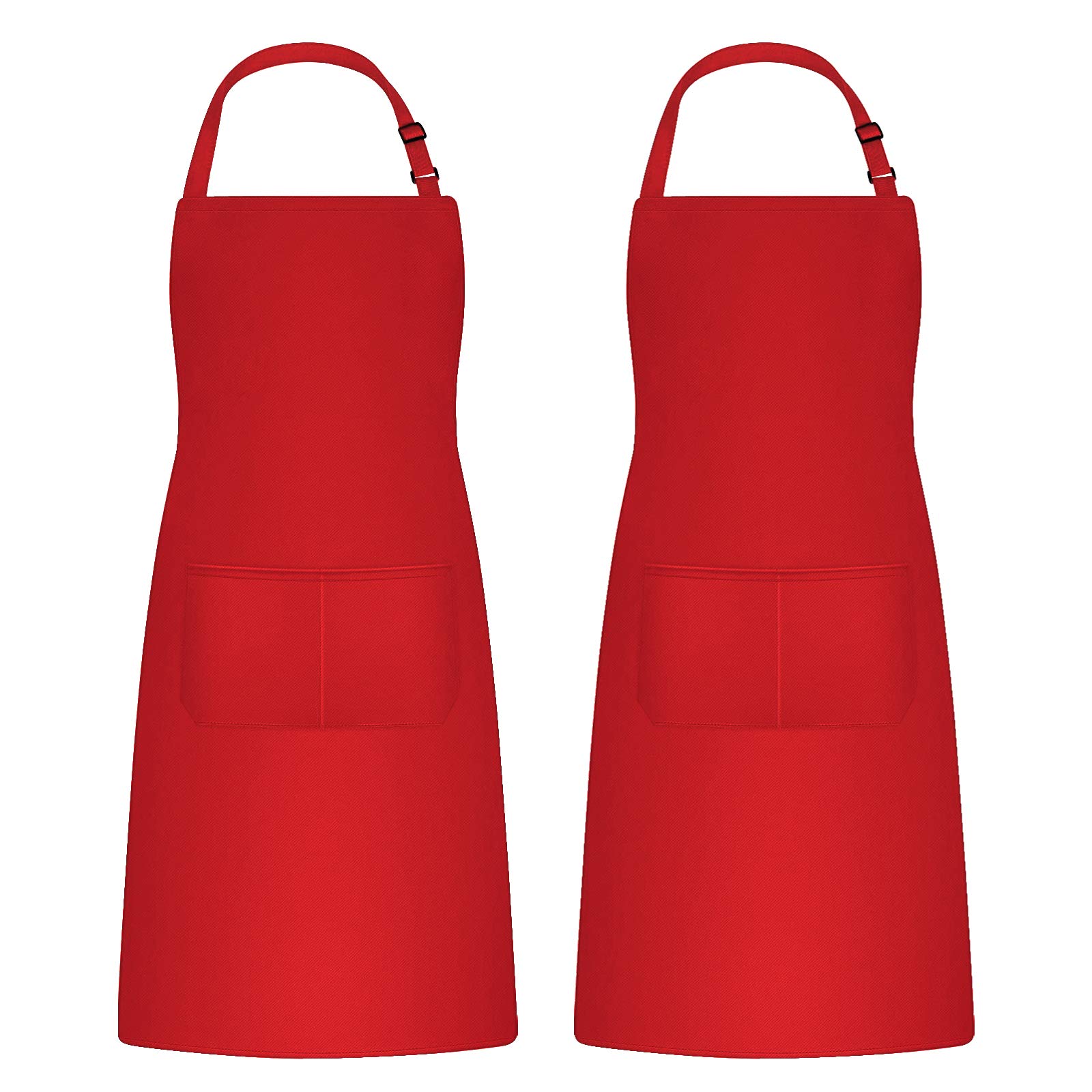 Catime 2pcs Cooking Aprons for Men Women, Chef Aprons with 2 Pockets for Kitchen, Adjustable Waterproof Aprons for Baking, Gardening, Art