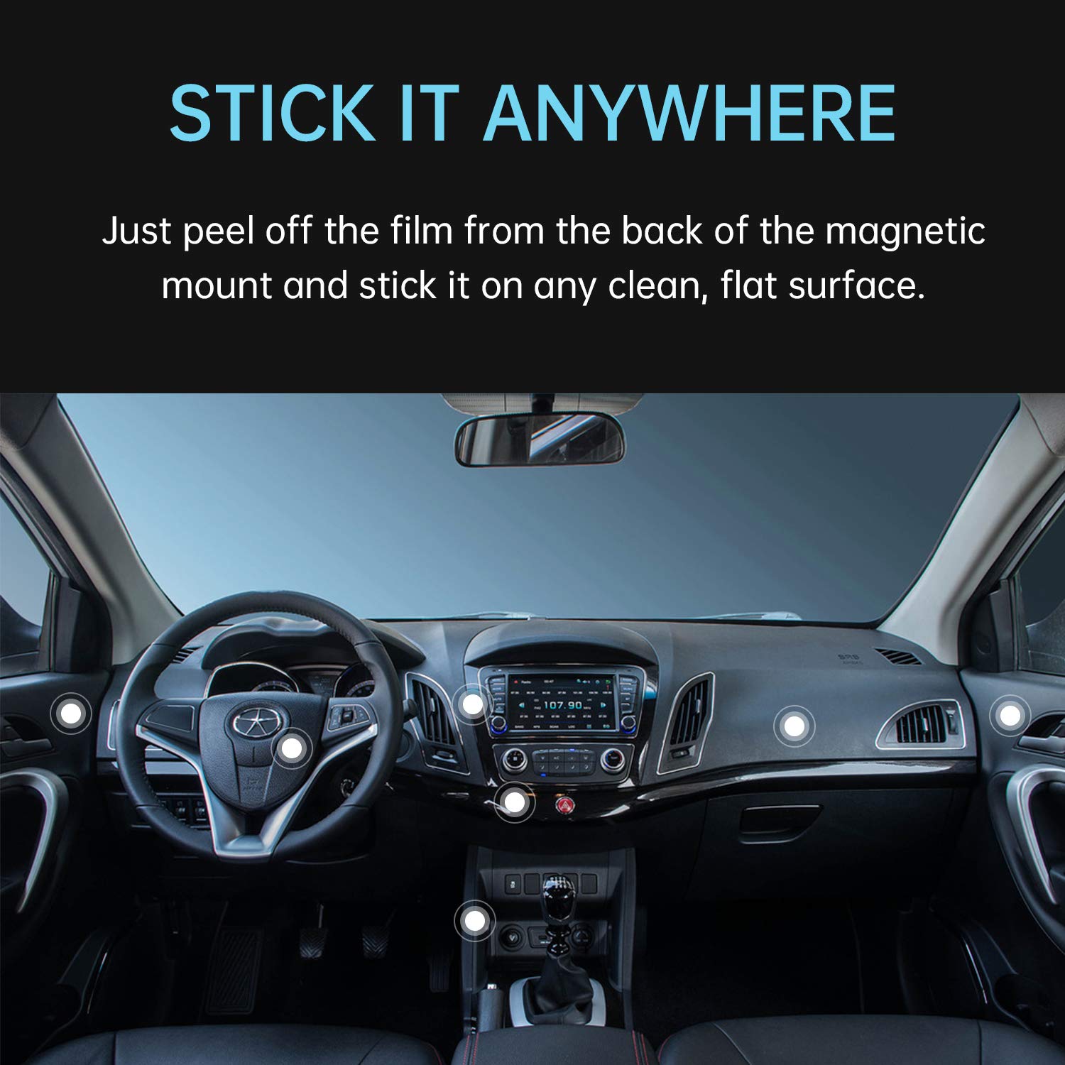 MENNYO Magnetic Phone Holder, 2 Pack Car Magnet Mount with Metal Plate Stick on Dashboard | Wall Magnet Sticker for iPhone 11/X/Xs/Xs Max/8 Samsung Galaxy S10/S9/S8/Note Huawei & Other Mobile Phones