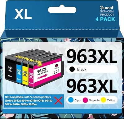 Gureef 963XL 963 Remanufactured Ink Cartridges 4-Pack for HP OfficeJet Pro 9010