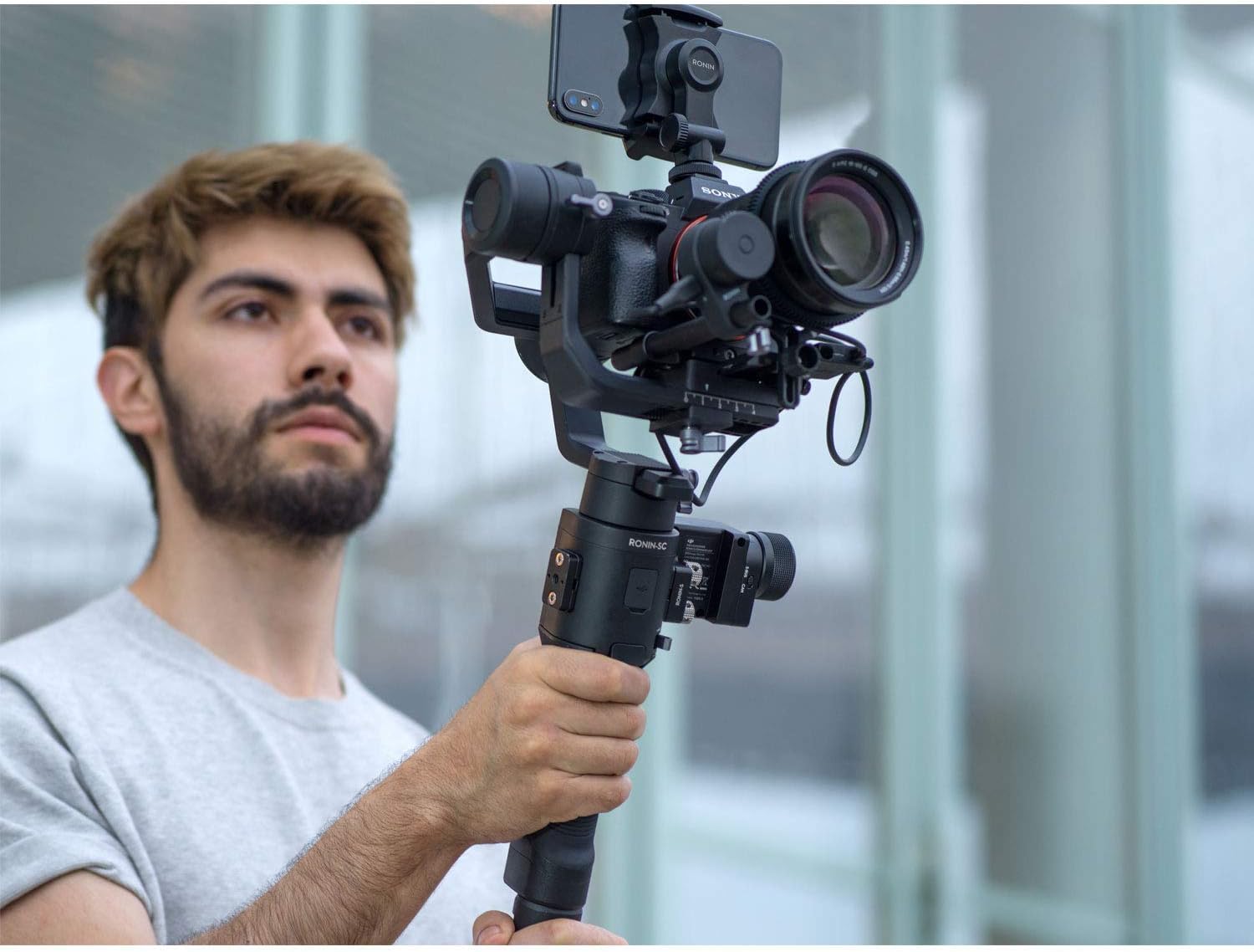 2019 DJI Ronin-SC 3-Axis Gimbal Stabilizer for Mirrorless Cameras, Comes 64GB Micro SD, Tripod, Phone Holder, Carrying Case and Cleaning Kit, Up to 4.4lb Payload, 1 Year Limited Warranty : Camera & Photo