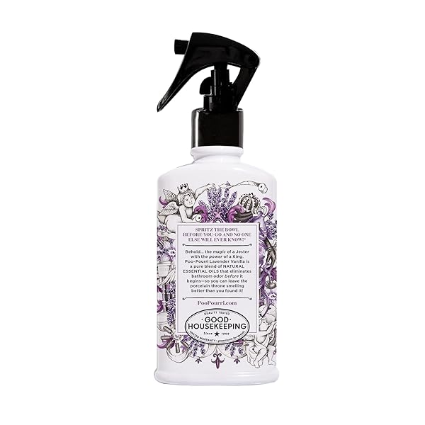 POO-POURRI BEFORE-YOU-GO 8OZ AIR & TOILET FRESHENER LAVENDER VANILLA SPRAY – INSTANTLY WORKS TO TRAP BATHROOM ODOR – PLANT BASED INGREDIENTS & ESSENTIAL OILS – WITH LAVENDER, VANILLA & CITRUS