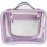 SANHECUN traveling toiletry bag large clear cosmetics case makeup bag Dimensions | LxWxH:10” x 4.5” x 7.5” (Purple, Medium)