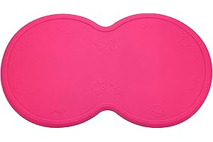 POSAPET Silicone Dog Cat Bowl Mat Waterproof Pet Feeding Mat Non-Slip Dog Placemat Water Bowl Pad (Rose Red)