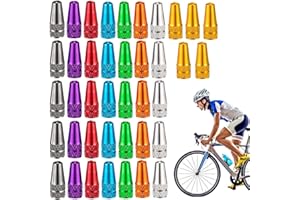 LuckyMoon 40 Pcs Bicycle Presta Valve Caps, 8 Colors Anodized Aluminum Alloy Presta Cycling Valve Caps, French Style Tyre Cap