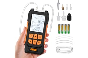 CMTOOL Manometer Gas Pressure Tester, Digital Manometer, -100-200Kpa, 10 Units Differential Pressure Gauge, Max/Min/Data Storage, 2-Port Tester for HVAC/Automotive Brake/Industrial/Lab Calibration