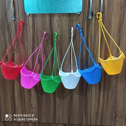 THAKKAR ENTERPRISES Hanging Planter Euro Elegance Round Solid Look and Feel Pots for Home & Balcony Garden 17.5cm (Pack of 3), Colorful Set