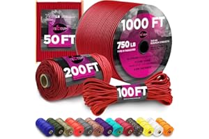 TECEUM Paracord Rope 1000 lb – 1000ft / 200ft / 120ft / 100ft / 50ft – String Parachute Cord for Camping, Survival, Outdoor Gear – 35+ Colors – Nylon Utility Rope – Tactical Survival & Camping Kit