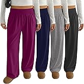 Locoowai 4 Pack Women's Plus Size Yoga Pants Wide Leg High Waist Sweatpants Casual Baggy Joggers with Pockets Winter