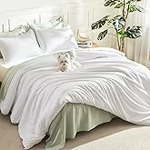 Litanika California King Comforter Set White - 3 Pieces Cal King Lightweight Soft Plain Bed Comforter, Oversized Down Alternative Bedding Set - Machine Washable (104x96In, 2 Pillowcases)