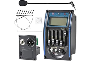 Acoustic Guitar Pickup,5 Band EQ Equalizer Guitar Preamp Piezo Pickup Tuner with Mic LCD Display