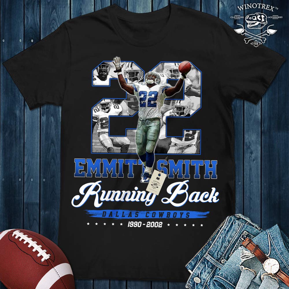Emmitt Smith Running Back Dallas Football 1990 2002 Number 22 T Shirt