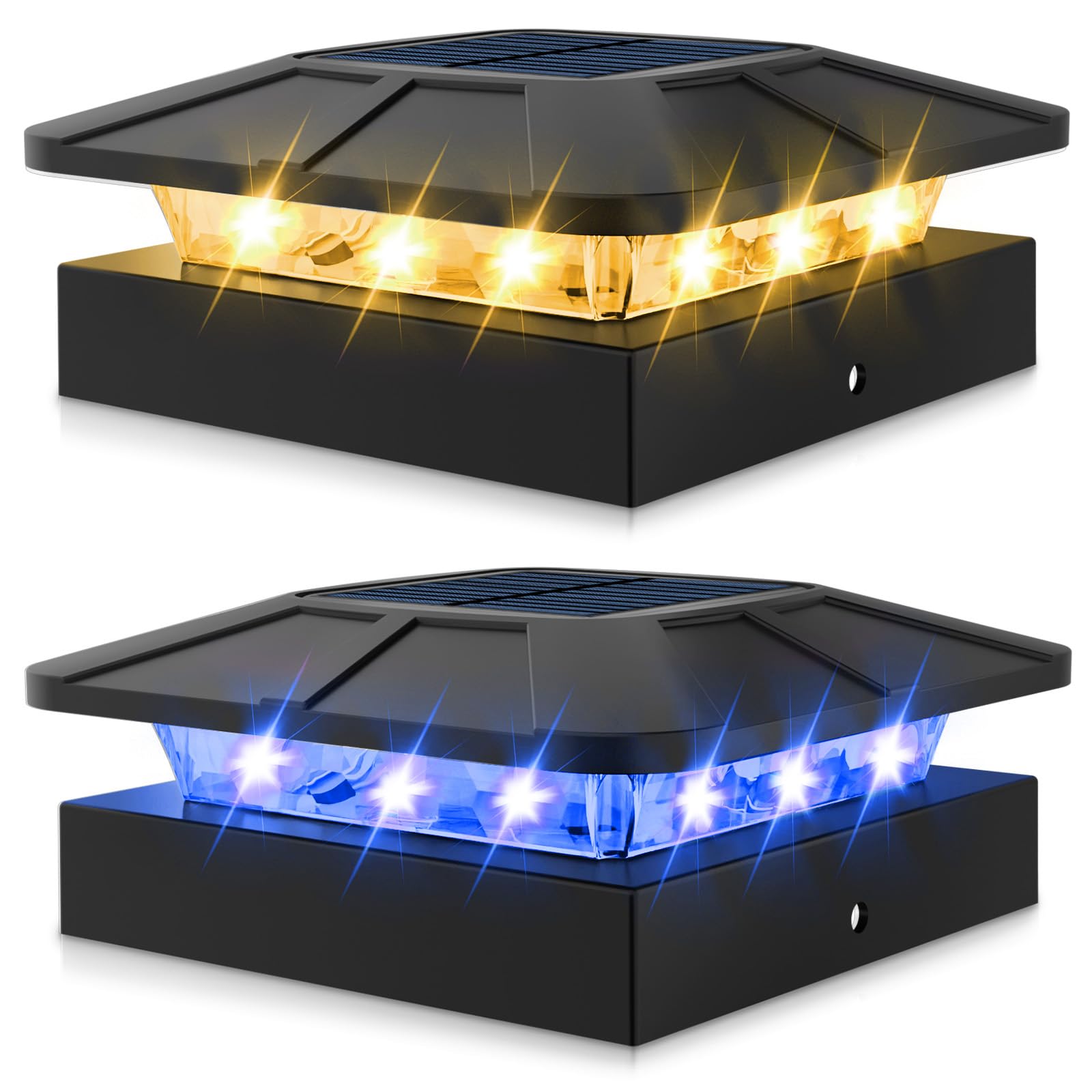 Peasur 2pack 4x4 Solar Post Lights Outdoor, Blue