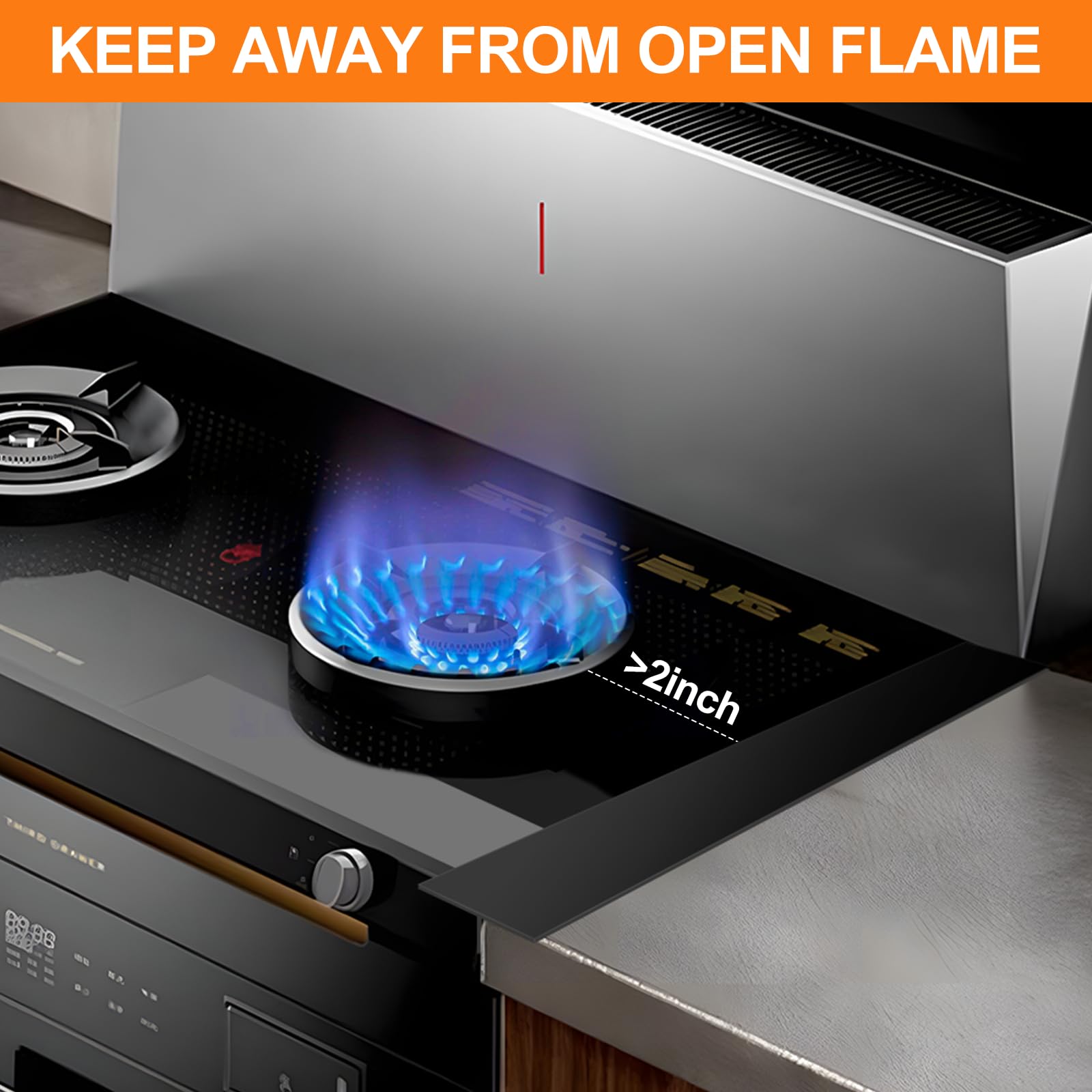 FLSEPAMB Silicone Stove Gap Covers, 2 Pack Heat Resistant Oven Gap Filler Seals Gaps with Anti-Slip Mirror Base, Stain Resistant Stove Counter Gap Cover Silicone Strips Between Stovetop and Counter