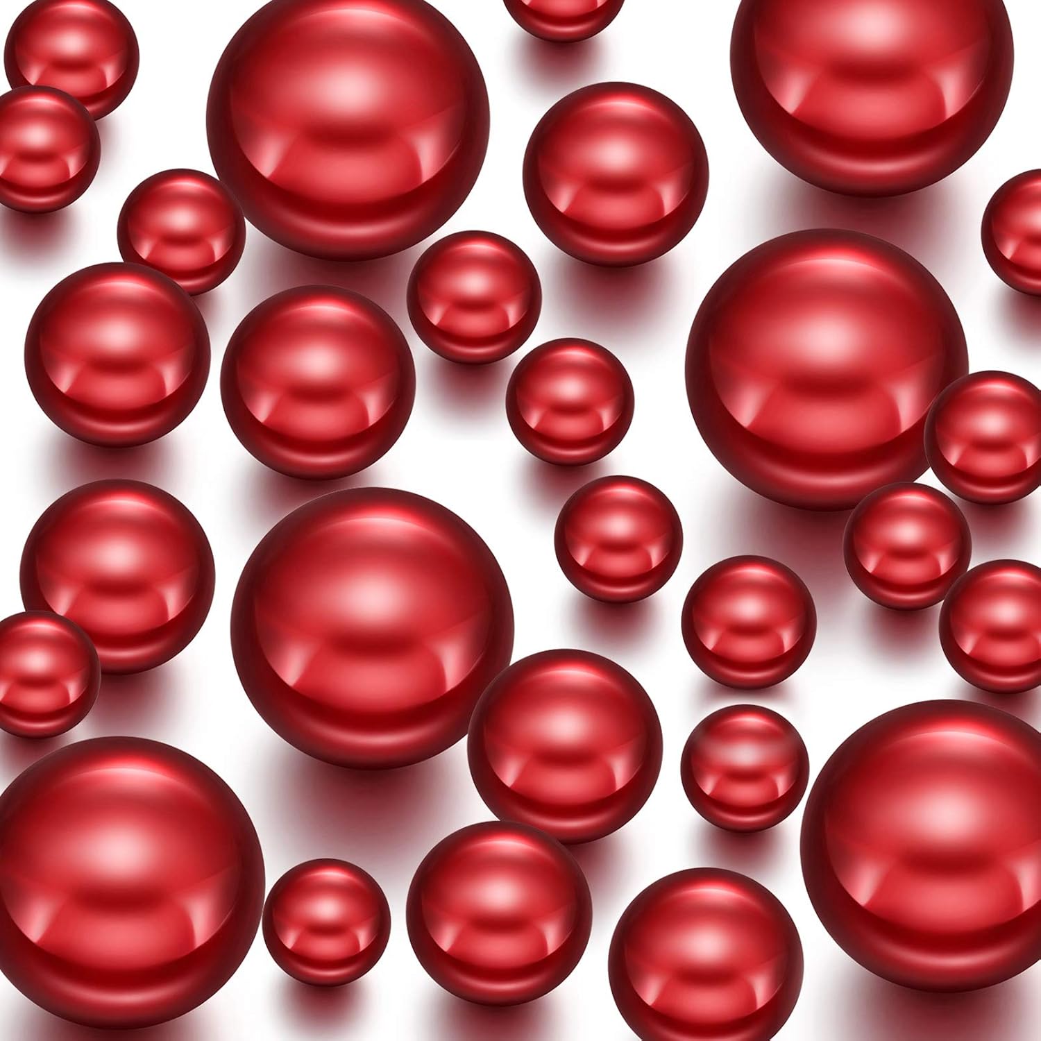 Vase Fillers - Hicarer 120 Pieces Pearl for Vase Filler Pearls Bead for Vase Makeup Beads for Brush Holder Assorted Round Faux Pearl Beads for Wedding Home Decor, 14/20/ 30 mm (red)