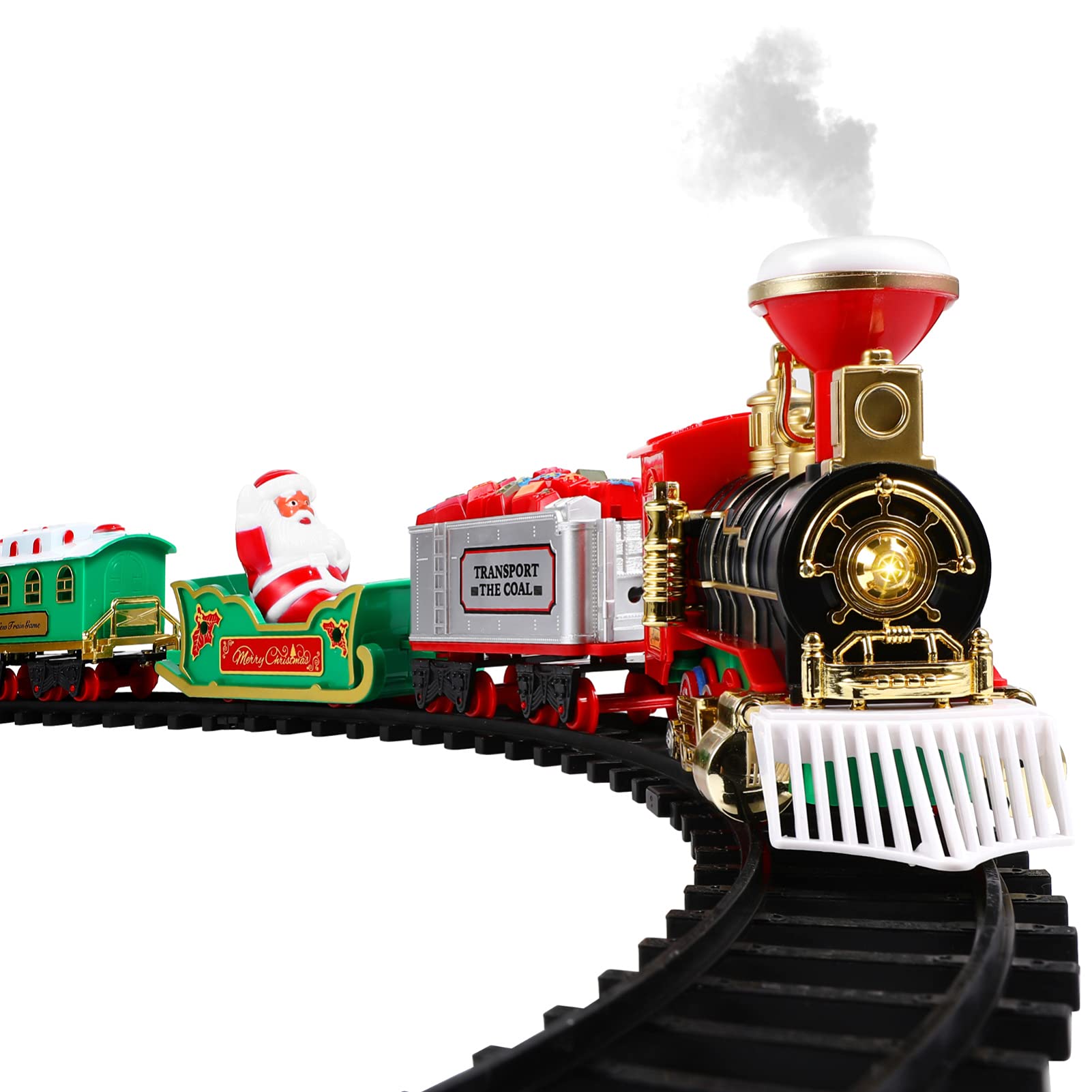 TOYANDONA Christmas Train Set for Boys Girls Electric Train Toy with Sounds& Lights, Railway Kits for Under The Tree Christmas Party