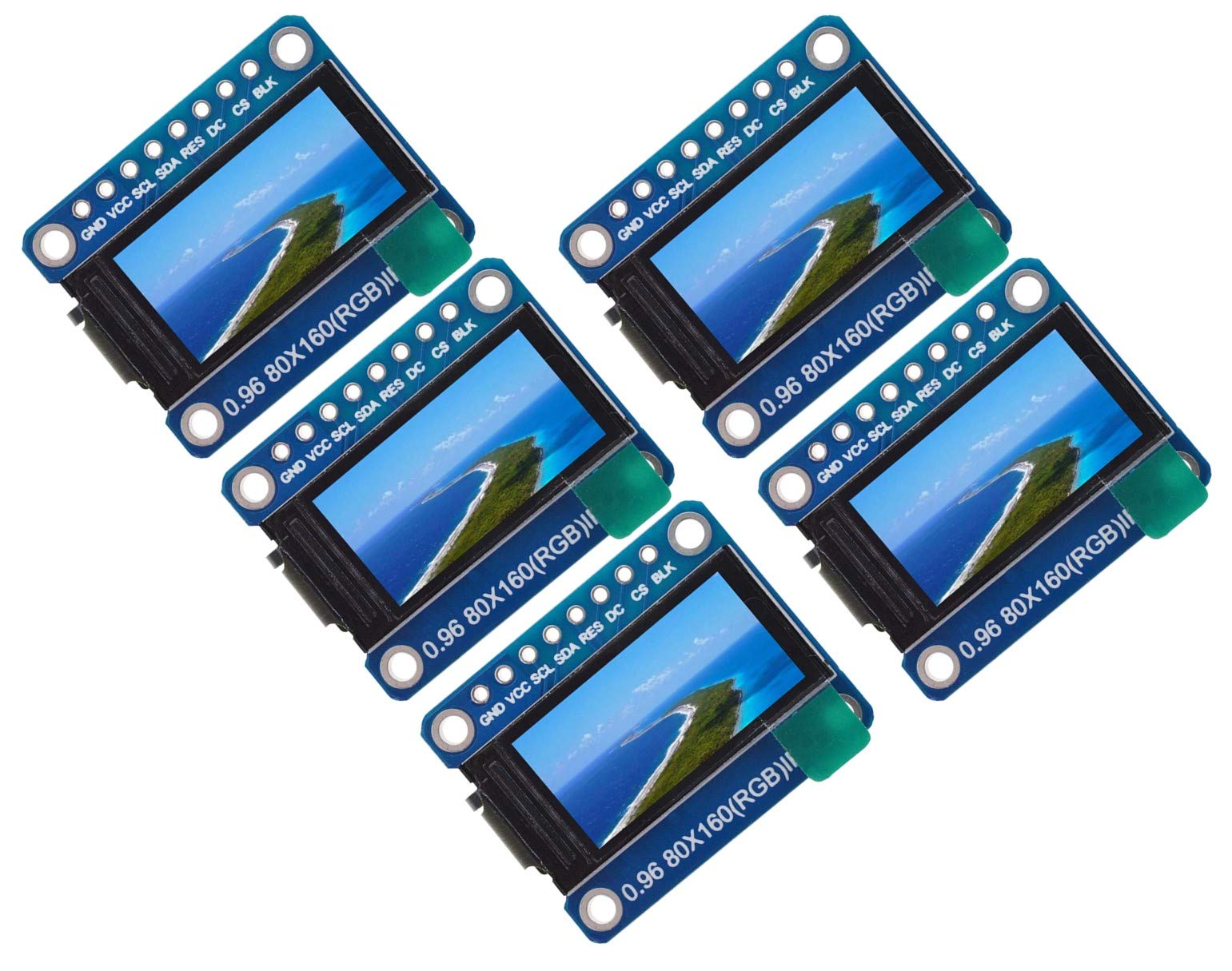 TECNOIOT 5pcs 0.96 inch 7P SPI HD TFT ST7735 Drive IC 80 * 160 65K Full Color IPS LCD