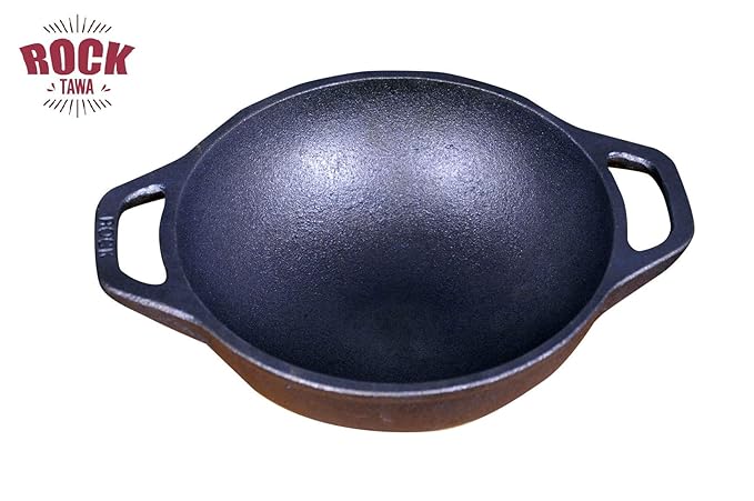 Rock Tawa 7.5 Inch Kadhai (Pre-Seasoned Cast Iron) Kadhai
