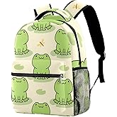 JAVENPROEQT Cute Frog Casual School Backpack For Teen Girls Boys, Shoulder Bag For Men Women
