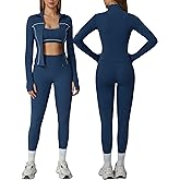 3 Piece Women Workout Set Sports Bra Tank Zip Jacket High Waist Leggings Casual Yoga Gym Outfit Athletic Clothing Sets