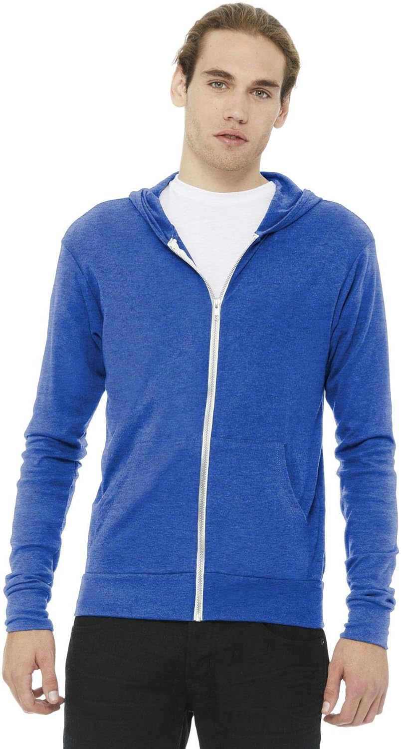 Bella + Canvas Unisex Triblend Full-Zip Lightweight Hoodie: Bella+Canvas: Clothing