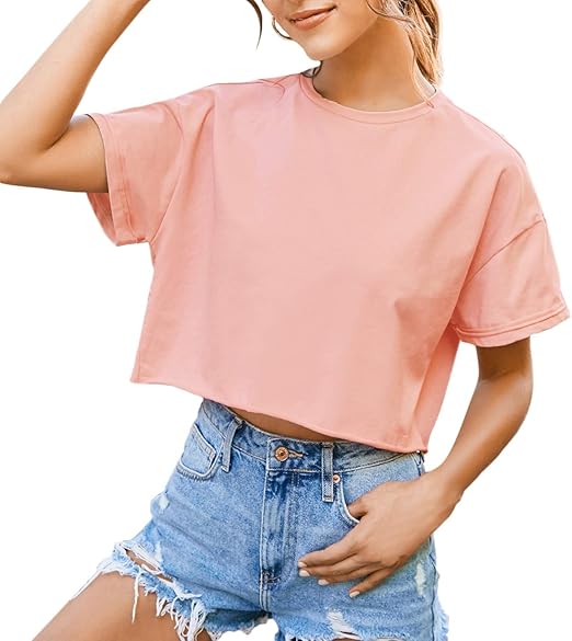 Amazon Shein Tシャツ カットソー レディース トップス ショート丈 ゆったり カジュアル ダンストップ 夏 Sサイズ Tシャツ カットソー 通販