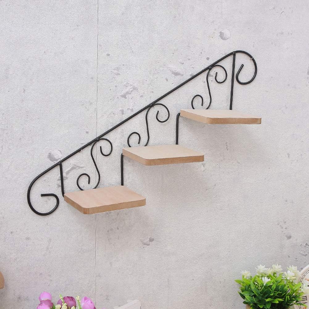 RYFS European-style Home Wall hanging Flower stand,3 tier Wall-mounted Wrought iron Flower pot rack Plant stand-B 43x9.7cm(17x4inch)