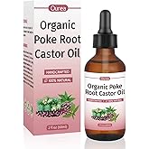 Poke Root Castor Oil Organic - 2 Fl Oz - Lymphatic Support Massage Liquid, Supports Boils, Fibroids, Cysts, Swollen Lymph Nodes, Breast & Joint Health, Natural Deep Tissue Relief Drops