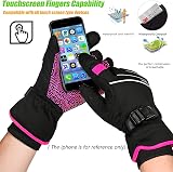 MOREOK Waterproof Windproof Winter Gloves -30F 3M Thinsulate Touchscreen Pink XS view 3